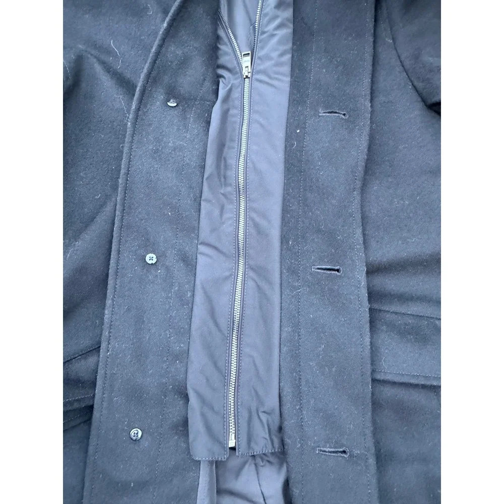 Hugo Boss Mens Black Wool Blend Stand Collar Car Coat Jacket Made in Ukraine